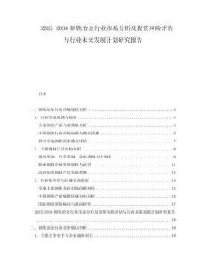 2025-2030鋼鐵冶金行業(yè)市場分析及投資風(fēng)險評估與行業(yè)未來發(fā)展計劃研究報告
