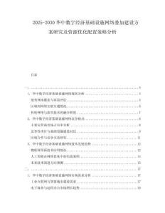 2025-2030華中數(shù)字經(jīng)濟(jì)基礎(chǔ)設(shè)施網(wǎng)絡(luò)疊加建設(shè)方案研究及資源優(yōu)化配置策略分析
