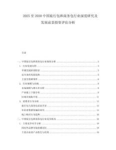 2025至2030中國(guó)旅行包和商務(wù)包行業(yè)深度研究及發(fā)展前景投資評(píng)估分析