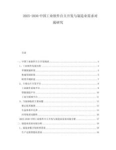 2025-2030中國工業(yè)軟件自主開發(fā)與制造業(yè)需求對(duì)接研究