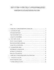2025至2030中國航空航天與國防流體輸送系統(tǒng)行業(yè)深度研究及發(fā)展前景投資評估分析