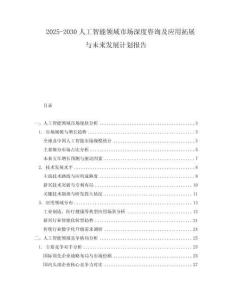 2025-2030人工智能領域市場深度咨詢及應用拓展與未來發(fā)展計劃報告