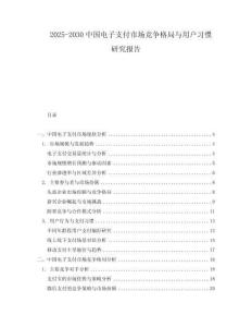 2025-2030中國(guó)電子支付市場(chǎng)競(jìng)爭(zhēng)格局與用戶習(xí)慣研究報(bào)告