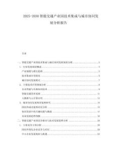 2025-2030智能交通產(chǎn)業(yè)園技術集成與城市協(xié)同發(fā)展分析報告
