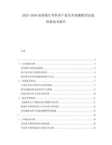 2025-2030商業(yè)銀行零售客戶流失率預測模型實戰(zhàn)檢驗技術報告