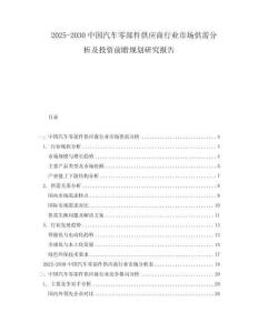 2025-2030中國(guó)汽車(chē)零部件供應(yīng)商行業(yè)市場(chǎng)供需分析及投資前瞻規(guī)劃研究報(bào)告