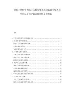 2025-2030中國(guó)電子支付行業(yè)市場(chǎng)動(dòng)態(tài)商業(yè)模式競(jìng)爭(zhēng)格局研究評(píng)估發(fā)展策略研究報(bào)告