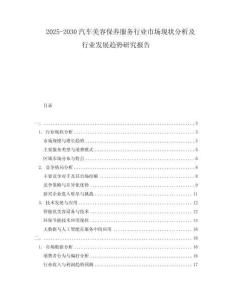 2025-2030汽車美容保養(yǎng)服務(wù)行業(yè)市場(chǎng)現(xiàn)狀分析及行業(yè)發(fā)展趨勢(shì)研究報(bào)告