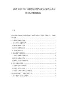 2025-2030中國交通狀況監(jiān)測與城市規(guī)劃布局系統(tǒng)性分析和優(yōu)化提案