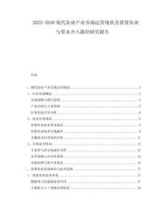 2025-2030現(xiàn)代農(nóng)業(yè)產(chǎn)業(yè)市場(chǎng)運(yùn)營(yíng)現(xiàn)狀及智慧農(nóng)業(yè)與資本介入路徑研究報(bào)告