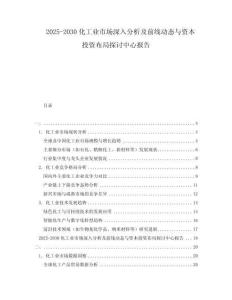 2025-2030化工業(yè)市場深入分析及前線動(dòng)態(tài)與資本投資布局探討中心報(bào)告