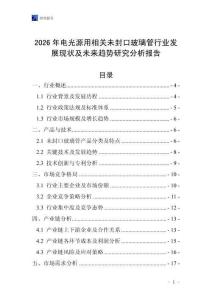 2026年電光源用相關(guān)未封口玻璃管行業(yè)發(fā)展現(xiàn)狀及未來趨勢研究分析報(bào)告