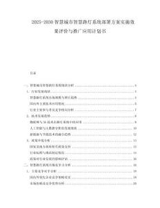 2025-2030智慧城市智慧路燈系統(tǒng)部署方案實(shí)施效果評(píng)價(jià)與推廣應(yīng)用計(jì)劃書