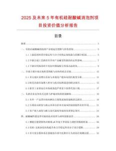2025及未來5年有機(jī)硅耐酸堿消泡劑項(xiàng)目投資價(jià)值分析報(bào)告