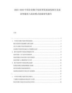 2025-2030中國(guó)企業(yè)數(shù)字化轉(zhuǎn)型發(fā)展深度探討及商業(yè)智能化與商業(yè)模式創(chuàng)新研究報(bào)告