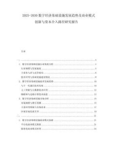 2025-2030數(shù)字經(jīng)濟(jì)基礎(chǔ)設(shè)施發(fā)展趨勢(shì)及商業(yè)模式創(chuàng)新與資本介入路徑研究報(bào)告