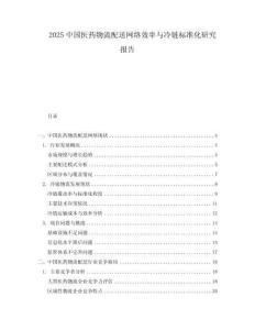 2025中國醫(yī)藥物流配送網(wǎng)絡(luò)效率與冷鏈標(biāo)準(zhǔn)化研究報告