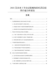 2025及未來5年自動脫模制磚機項目投資價值分析報告
