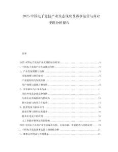 2025中國(guó)電子競(jìng)技產(chǎn)業(yè)生態(tài)現(xiàn)狀及賽事運(yùn)營(yíng)與商業(yè)變現(xiàn)分析報(bào)告