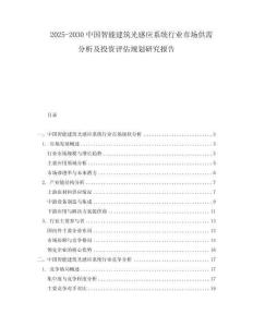 2025-2030中國(guó)智能建筑光感應(yīng)系統(tǒng)行業(yè)市場(chǎng)供需分析及投資評(píng)估規(guī)劃研究報(bào)告
