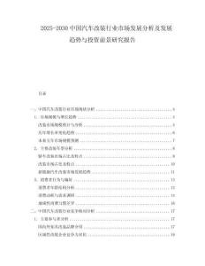 2025-2030中國(guó)汽車改裝行業(yè)市場(chǎng)發(fā)展分析及發(fā)展趨勢(shì)與投資前景研究報(bào)告