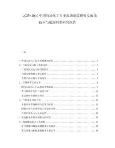 2025-2030中國石油化工行業(yè)市場(chǎng)細(xì)致研究及煉油技術(shù)與能源轉(zhuǎn)型研究報(bào)告