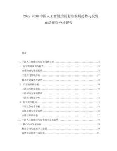 2025-2030中國人工智能應(yīng)用行業(yè)發(fā)展趨勢與投資布局規(guī)劃分析報(bào)告
