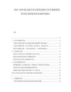 2025-2030航天航空用火箭發(fā)動(dòng)機(jī)行業(yè)市場(chǎng)現(xiàn)狀供需分析及投資評(píng)估發(fā)展研究報(bào)告