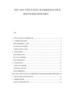 2025-2030中國(guó)汽車貿(mào)易行業(yè)市場(chǎng)現(xiàn)狀供需分析及投資評(píng)估規(guī)劃分析研究報(bào)告