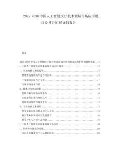 2025-2030中國(guó)人工智能醫(yī)療技術(shù)領(lǐng)域市場(chǎng)應(yīng)用現(xiàn)狀及投資擴(kuò)展規(guī)劃報(bào)告