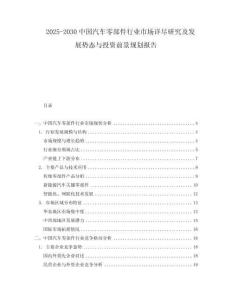 2025-2030中國汽車零部件行業(yè)市場詳盡研究及發(fā)展勢態(tài)與投資前景規(guī)劃報告