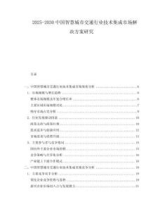 2025-2030中國智慧城市交通行業(yè)技術(shù)集成市場解決方案研究