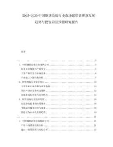 2025-2030中國(guó)鋼鐵冶煉行業(yè)市場(chǎng)深度調(diào)研及發(fā)展趨勢(shì)與投資前景預(yù)測(cè)研究報(bào)告