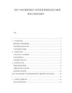 2025-2030精密制造產(chǎn)業(yè)園設(shè)備智能化改造與融資租賃方案研究報(bào)告
