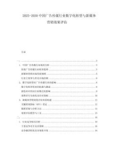 2025-2030中國(guó)廣告?zhèn)髅叫袠I(yè)數(shù)字化轉(zhuǎn)型與新媒體營(yíng)銷效果評(píng)估