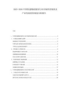2025-2030中國(guó)快遞物流服務(wù)行業(yè)市場(chǎng)供需現(xiàn)狀及產(chǎn)業(yè)發(fā)展投資規(guī)劃分析報(bào)告