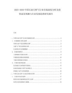 2025-2030中國石油天然氣行業(yè)市場深度分析及投資前景預(yù)測與行業(yè)發(fā)展趨勢研究報告