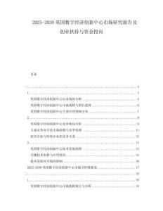2025-2030英國數(shù)字經(jīng)濟創(chuàng)新中心市場研究報告及創(chuàng)業(yè)扶持與資金投向