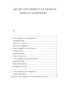 2025-2030中國汽車新能源汽車行業(yè)市場詳細(xì)分析及政策支持與發(fā)展趨勢研究報(bào)告