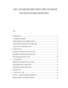 2025-2030擁有保時捷汽車跑車品牌行業(yè)市場供需分析及投資評估規(guī)劃分析研究報告
