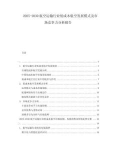 2025-2030航空運(yùn)輸行業(yè)低成本航空發(fā)展模式及市場(chǎng)競(jìng)爭(zhēng)力分析報(bào)告