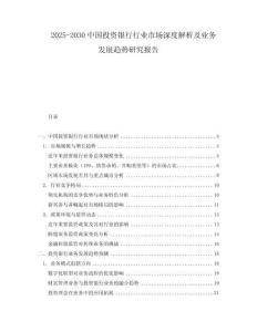 2025-2030中國投資銀行行業(yè)市場深度解析及業(yè)務發(fā)展趨勢研究報告