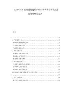 2025-2030基礎(chǔ)設(shè)施建設(shè)產(chǎn)業(yè)市場(chǎng)供需分析及改擴(kuò)建規(guī)劃研究方案