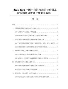 2025-2030中國(guó)電積銅市場(chǎng)趨勢(shì)分析及投資前景研究建議研究報(bào)告版