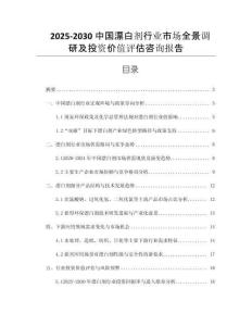2025-2030中國漂白劑行業(yè)市場全景調(diào)研及投資價(jià)值評估咨詢報(bào)告