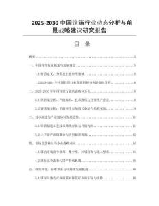 2025-2030中國鋅箔行業(yè)動態(tài)分析與前景戰(zhàn)略建議研究報告