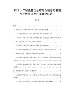 2026人工智能色選機市場營銷態(tài)勢展望與發(fā)展商機盈利性研究報告