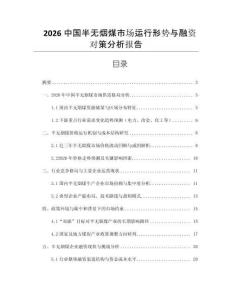 2026中國半無煙煤市場運行形勢與融資對策分析報告