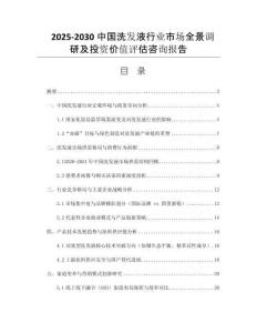 2025-2030中國洗發(fā)液行業(yè)市場全景調研及投資價值評估咨詢報告