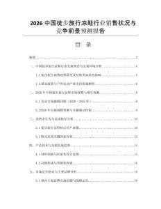 2026中國徒步旅行涼鞋行業(yè)銷售狀況與競爭前景預(yù)測報告